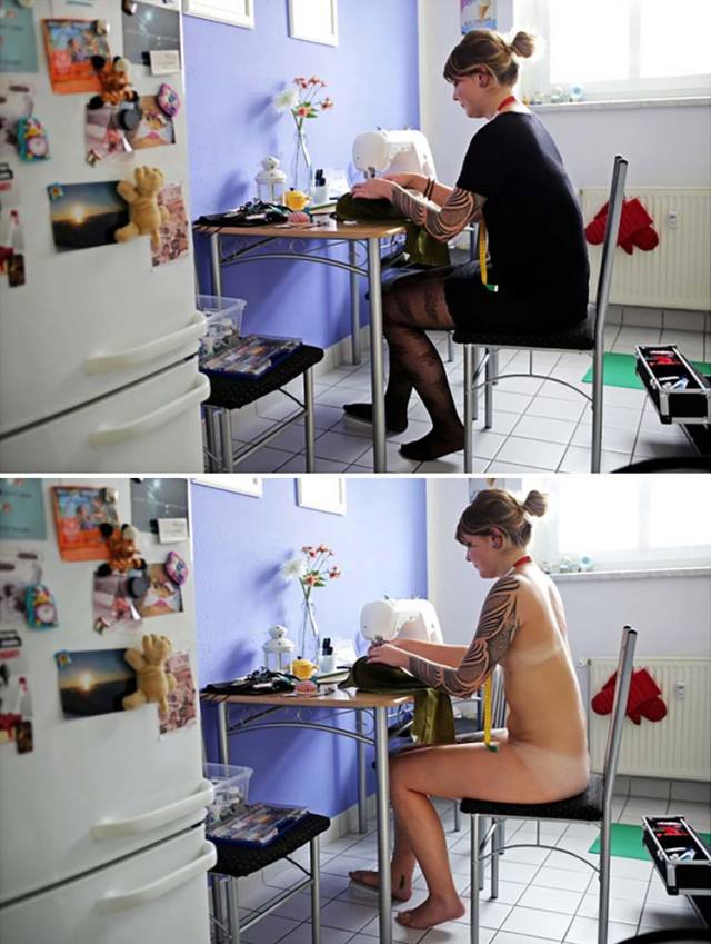 Fotográfica mostra pessoas nuas fazendo tarefas do dia a dia 8