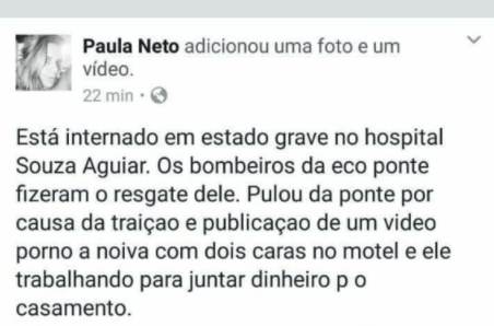 Video! Homem tenta suicídio pulando de ponte depois que video da noiva traindo vaza na net 2